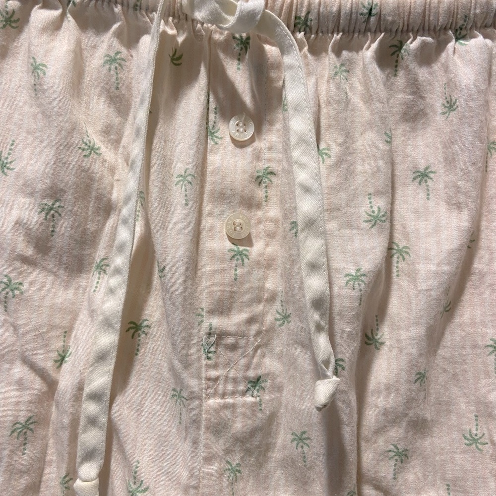 Tommy Hilfiger size medium cropped pajama bottoms pink striped palm tree print